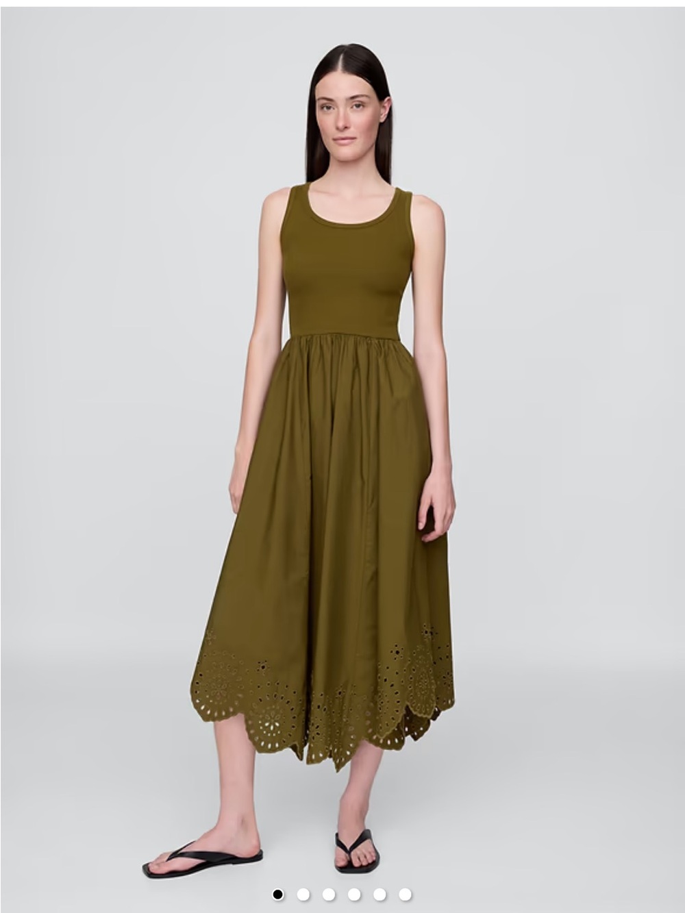 GAP Olive Green Handkerchief Hem Midi Dress